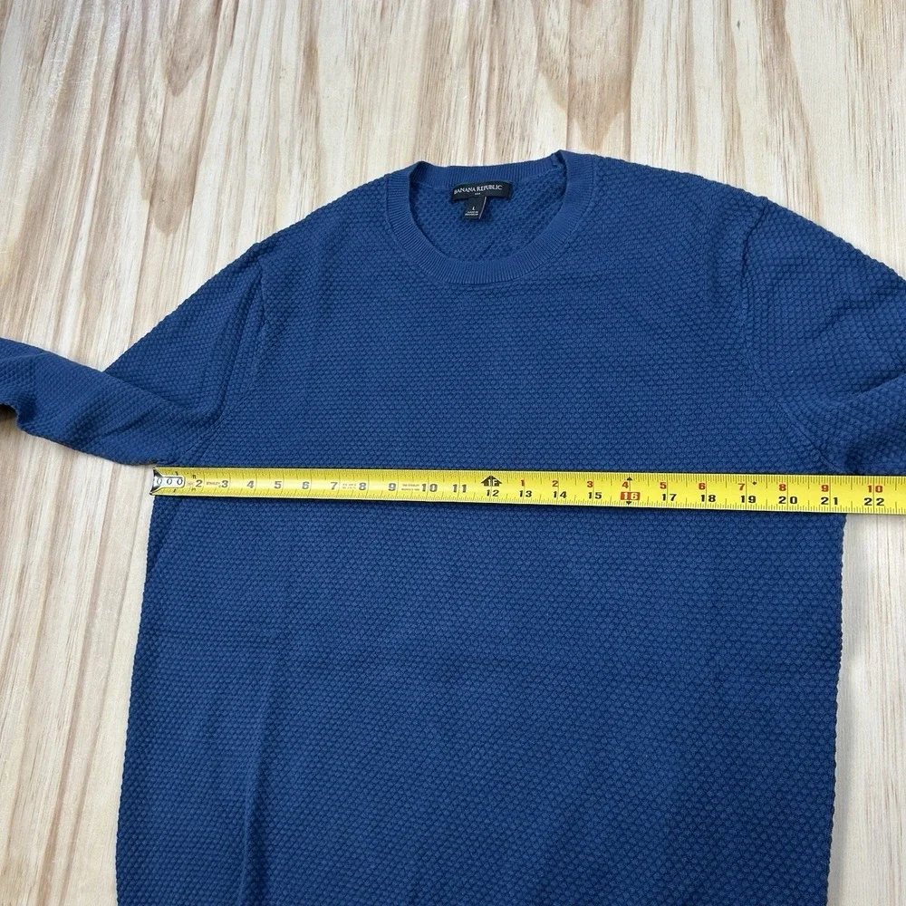 Banana Republic Women's Large Blue Waffle Knit Thermal Sweater Long Sleeve Casua